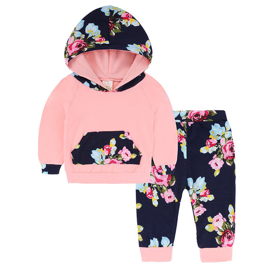 Baby Homewear Baby Print Hooded Girls Ins Suit
