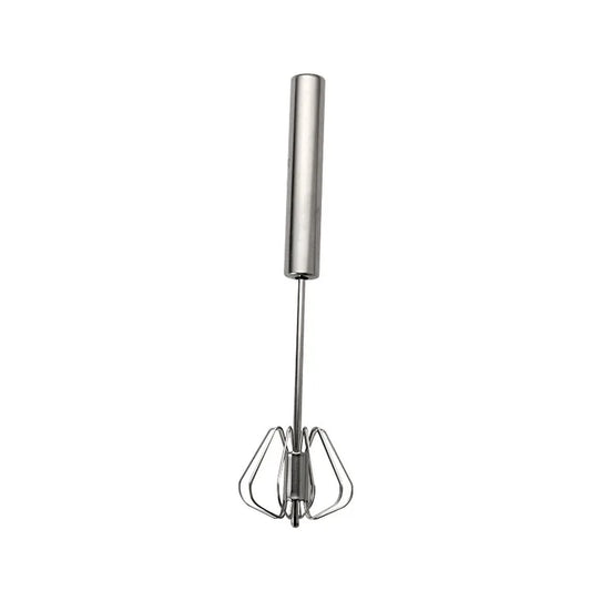 Kitchen Stainless Steel Whisk Creamer Semi-Automatic Rotary Whisk Beech Wood Vase Handle Hand Mixer G041