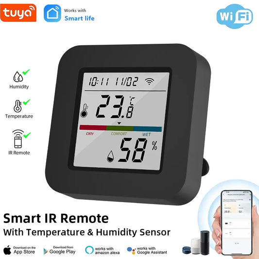 Tuya Wifi IR Universal Remote Control Temperature and Humidity Sensor Smart Life App Control Work with Alexa Google Home